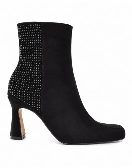 Angel Alarcon Βελούδινα Mποτάκια Μαύρα Με Strass 23603