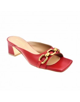 Δερμάτινα πέδιλα mule κόκκινα Anastasia shoes 3022
