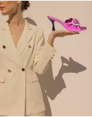 Δερμάτινα πέδιλα φούξια μεταλλικό Anastasia shoes 32