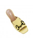 Δερμάτινα πέδιλα mule κίτρινα Anastasia shoes 40
