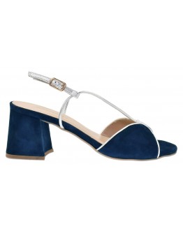 Δερμάτινα πέδιλα μπλε-ασημί Anastasia shoes 20