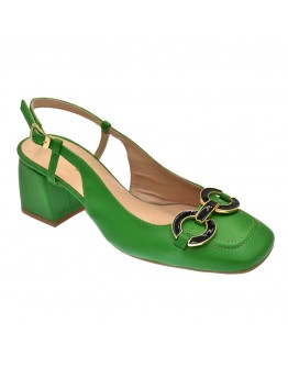 Δερμάτινες γόβες πράσινες Anastasia shoes 2