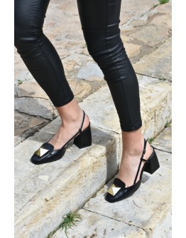 Δερμάτινες γόβες μαύρες Anastasia shoes 30