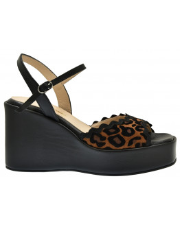 Anastasia Shoes Δερμάτινες Πλατφόρμες Μαύρες - Leopard 3725