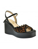 Anastasia Shoes Δερμάτινες Πλατφόρμες Μαύρες - Leopard 3725
