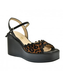 Anastasia Shoes Δερμάτινες Πλατφόρμες Μαύρες - Leopard 3725