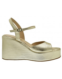 Anastasia Shoes Δερμάτινες Πλατφόρμες Πλατινέ 3725