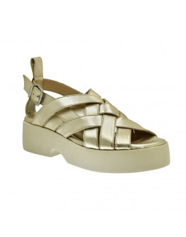 Anastasia Shoes Δερμάτινες Πλατφόρμες Πλατινέ 2725