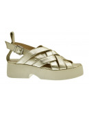 Anastasia Shoes Δερμάτινες Πλατφόρμες Πλατινέ 2725