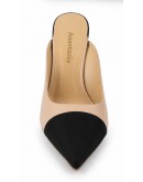 Anastasia Shoes Δερμάτινα Mules Μαύρα-Nude 81462
