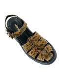 Anastasia Shoes Δερμάτινα Πέδιλα Καφέ Snake 3226