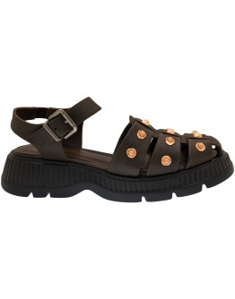 Anastasia Shoes Δερμάτινα Πέδιλα Καφέ με Τρουκς 3326