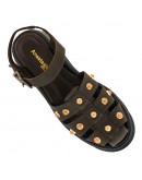 Anastasia Shoes Δερμάτινα Πέδιλα Καφέ με Τρουκς 3326