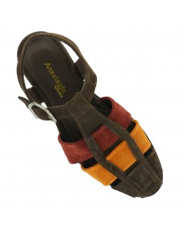 Anastasia shoes Δερμάτινα Πέδιλα Flat Καφέ 3626