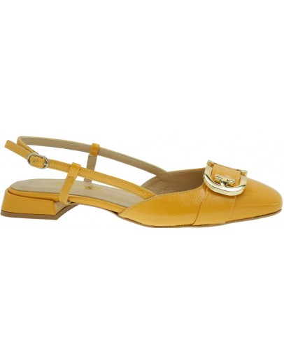 Anastasia Shoes Δερμάτινες Γόβες Flat Κίτρινες 126