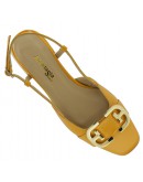 Anastasia Shoes Δερμάτινες Γόβες Flat Κίτρινες 126