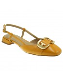 Anastasia Shoes Δερμάτινες Γόβες Flat Κίτρινες 126