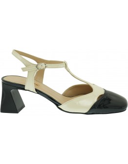 Anastasia shoes Δερμάτινες Γόβες Μπεζ-Μαύρες 826