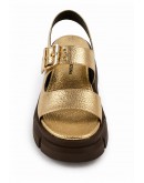 Anastasia Shoes Δερμάτινα Πέδιλα Χρυσά-Καφέ 4326