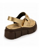 Anastasia Shoes Δερμάτινα Πέδιλα Χρυσά-Καφέ 4326