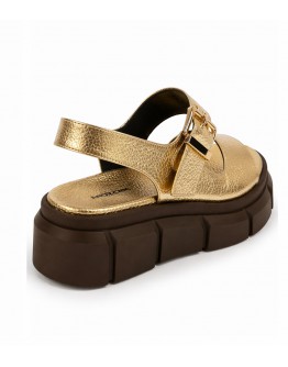 Anastasia Shoes Δερμάτινα Πέδιλα Χρυσά-Καφέ 4326