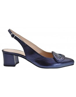 Anastasia Shoes Δερμάτινες Γόβες Μπλε Μεταλλικό Με Strass 3695