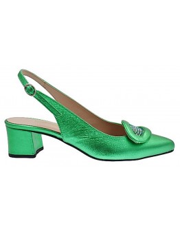 Anastasia Shoes Δερμάτινες Γόβες Πράσινο Μεταλλικό Με Strass 3695