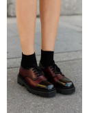 Anastasia Shoes Δερμάτινα Loafers Μπορντό - Μαύρα 1325