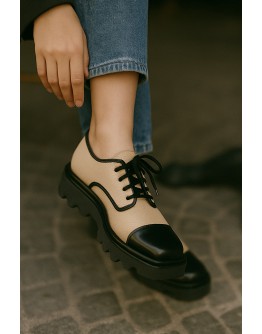Anastasia Shoes Δερμάτινα Loafers Μπεζ 1325