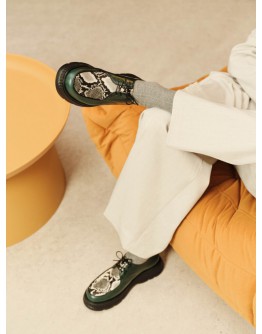 Anastasia Shoes Δερμάτινα Loafers Πράσινα - Snake Print 525