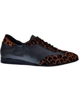 Anastasia Shoes Δερμάτινα Loafers Μαύρα - Leopard 3825