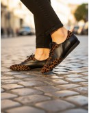 Anastasia Shoes Δερμάτινα Loafers Μαύρα - Leopard 3825