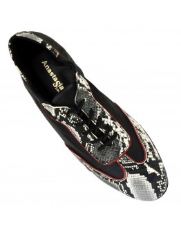Anastasia Shoes Δερμάτινα Loafers Μαύρα - Snake-Print 3825