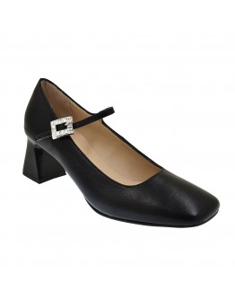 Anastasia Shoes Δερμάτινες Γόβες Μαύρες Με Strass 125