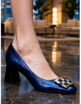 Anastasia Shoes Δερμάτινες Γόβες Μπλε 5125