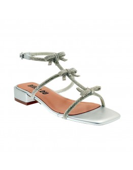 BiBiLou Δερμάτινα Flat Πέδιλα Ασημί 848Z00HG