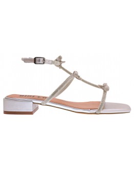 BiBiLou Δερμάτινα Flat Πέδιλα Ασημί 848Z00HG