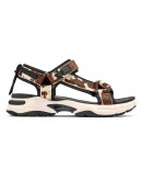 D.Franklin Δερμάτινα Πέδιλα Καφέ Animal Print 406008