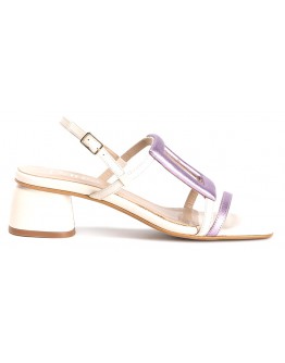 Dansi Δερμάτινα Πέδιλα Λιλά - Λευκά 8366