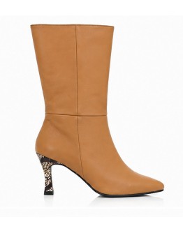 Dansi Δερμάτινες Μπότες Camel- Snake Print 5082