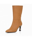 Dansi Δερμάτινες Μπότες Camel- Snake Print 5082