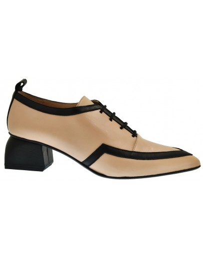 Dansi Δερμάτινα Loafers Μπέζ - Μαύρα -7980