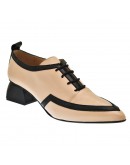 Dansi Δερμάτινα Loafers Μπέζ - Μαύρα -7980