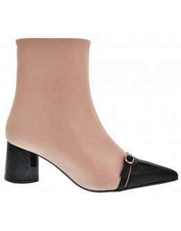 Dansi Δερμάτινα Μποτάκια Μπεζ - Μαύρα 8126