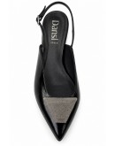 Dansi Δερμάτινες Flat Γόβες Μαύρες με Strass 6320