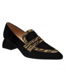 Dansi Δερμάτινες Γόβες Μαύρες Mε Mπεζ Leopard Print 7981