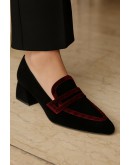 Dansi Δερμάτινες Γόβες Μαύρες Mε Mπορντό Leopard Print 7981