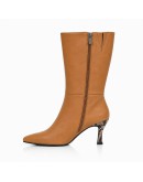 Dansi Δερμάτινες Μπότες Camel- Snake Print 5082