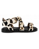Francesco Milano Δερμάτινα Πέδιλα Flat Animal Print 1801