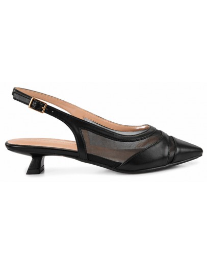 Francesco Milano Δερμάτινες Γόβες Slingback Μαύρες 1506